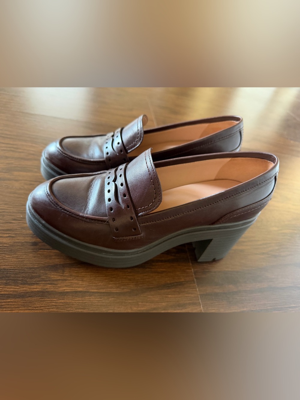 Cole Haan Brown Platform Loafer Heels